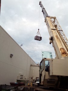 Commercial Air conditioning installation with crane