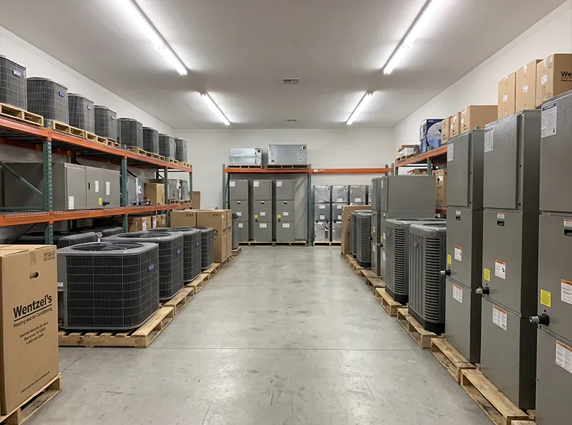 Wentzel's in-stock AC equipment warehouse in Sarasota for same-week installations