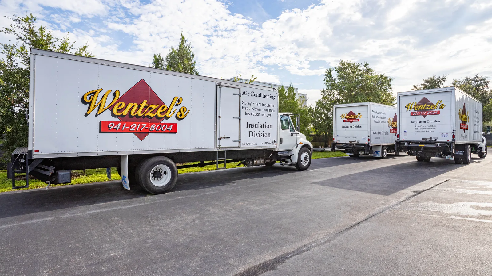 Wentzel's Insulation Division box trucks parked at the company's Sarasota headquarters